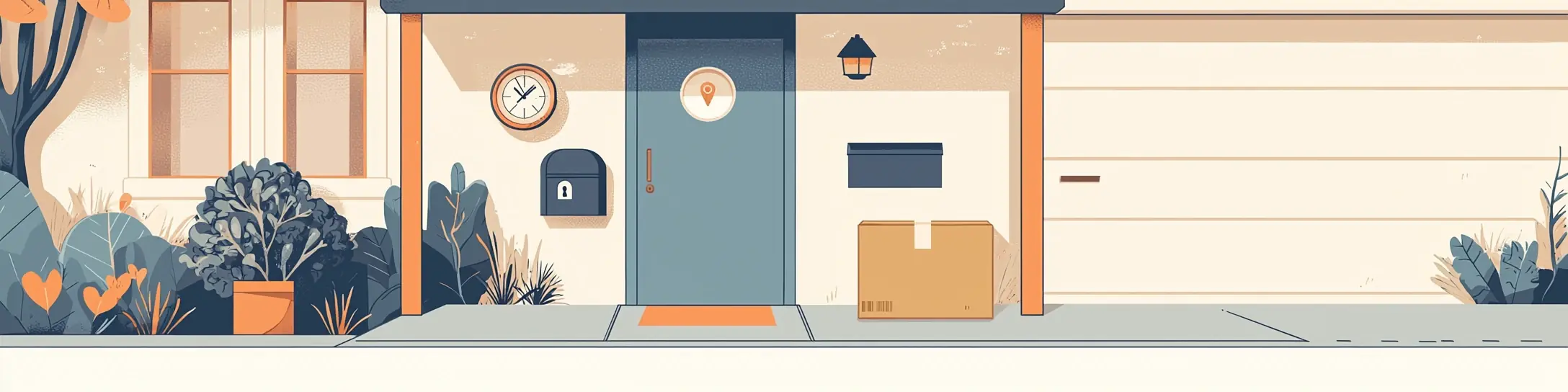 Haustür mit Paket auf der Schwelle und Briefkasten -- Symbolbild für Abstellgenehmigung