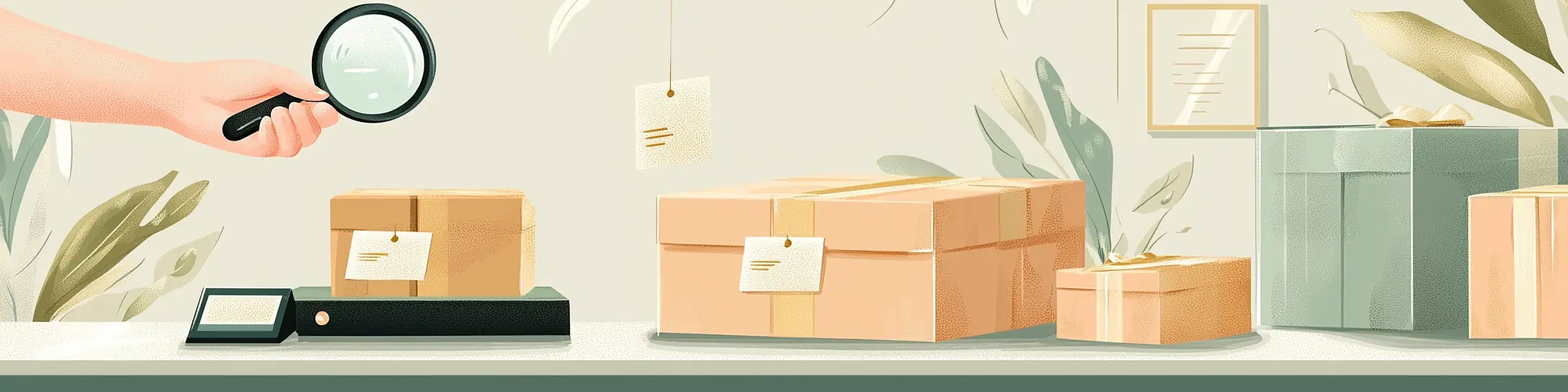 Verschiedene Paketgrößen mit Preisschildern auf einem Tisch – Versandkosten im Überblick